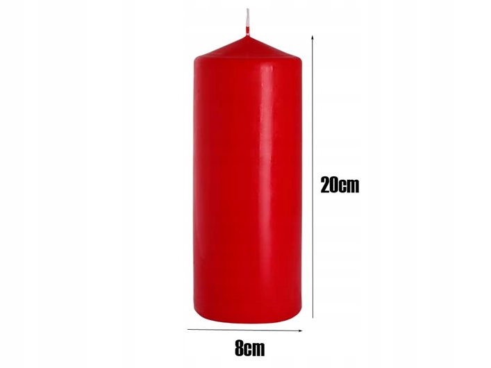 Świeca parafinowa czerwona Bezzapachowa Bispol 1 szt. 80/200