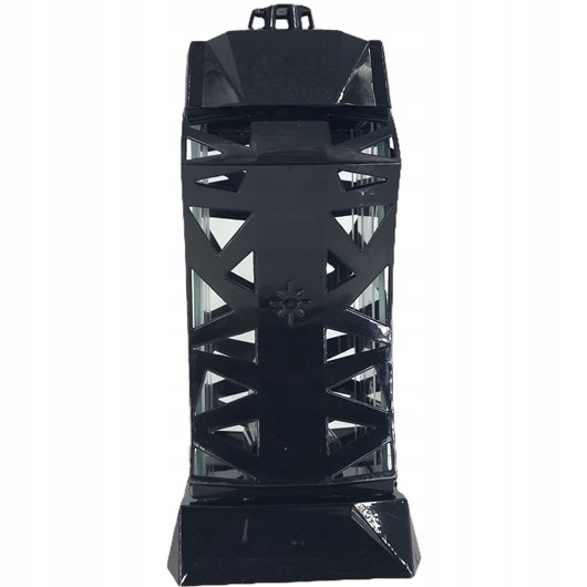 Piękny duży lampion 37cm srebrny czarny kapliczka z kwiatem ażur