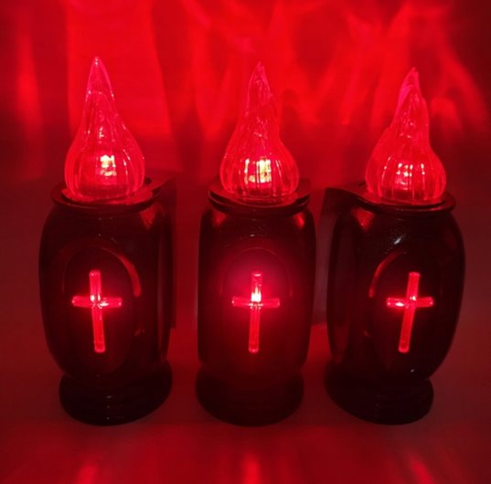 Wkład elektryczny LED Świecący Krzyż Cortina Vaso 16cm Czerwony