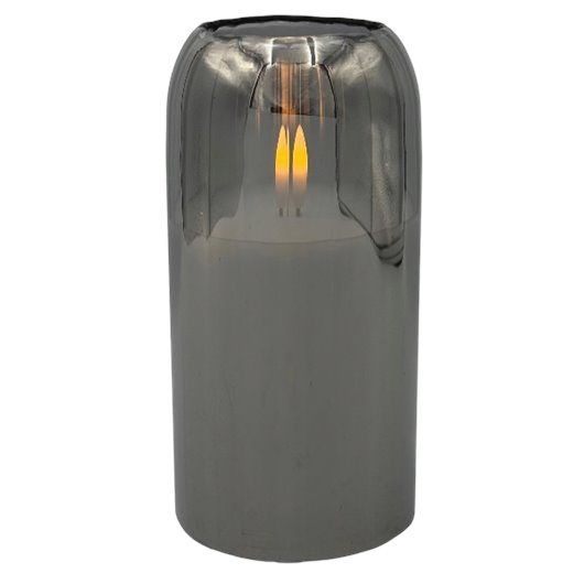 Świeca LED Szklana Wkład LED do Zniczy Świeczka na Baterie Szara 15x7,5 cm