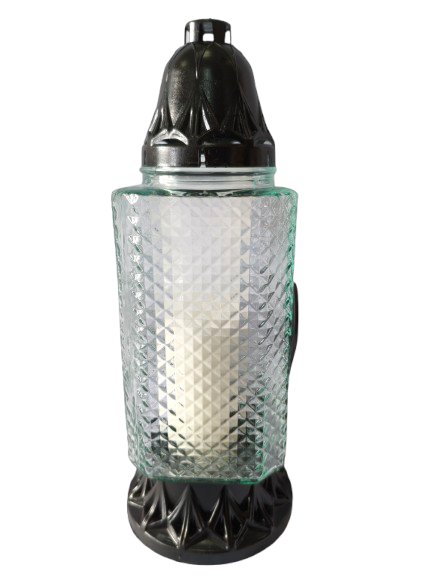 Znicz szklany "Kochanej Mamie"  z złotym sercem