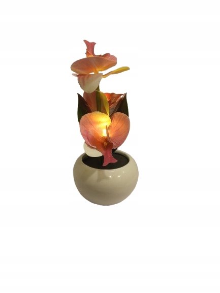 Sztuczna Orchidea Oświetlenie LED Sztuczne Kwiaty Rośliny w Doniczce 21 cm