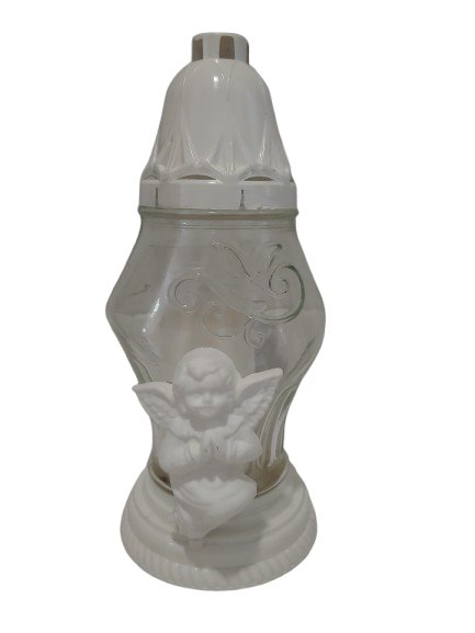 Znicz całoroczny aniołek biały 23 cm