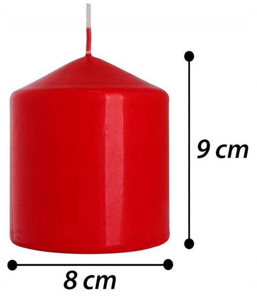 Świeca parafinowa Bezzapachowa Aura Bispol czerwona 80/90