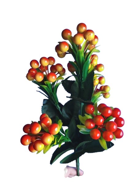 KWIAT SZTUCZNY JARZĘBINA ŻÓŁTO-CZEWRWONA GAŁĄZKA WYSOKOŚĆ 36 CM