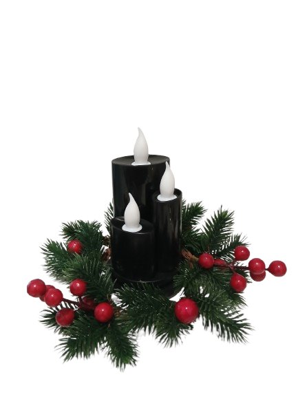 Świeczka świeca led dekoracyjna czarna ciepły płomień 15cm*8cm