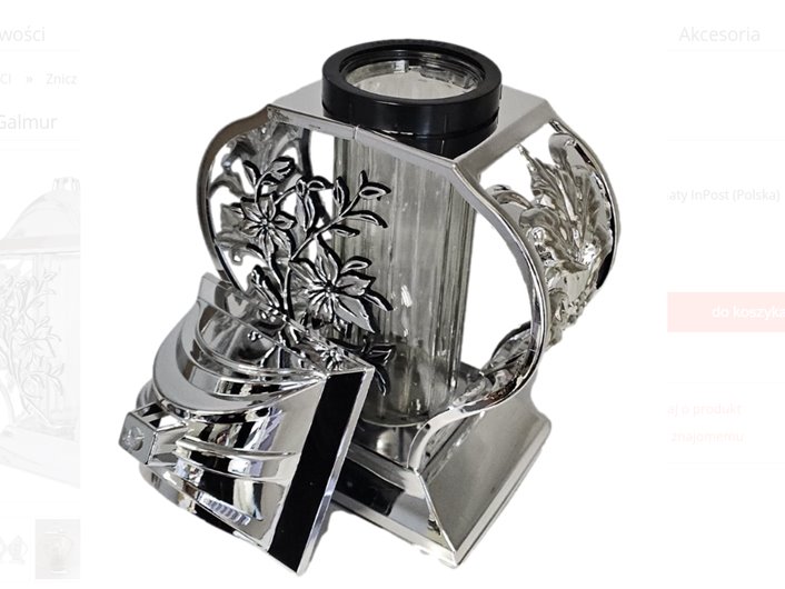 Znicz Lampion 3 SREBRNY LILIA Galmur 34 cm