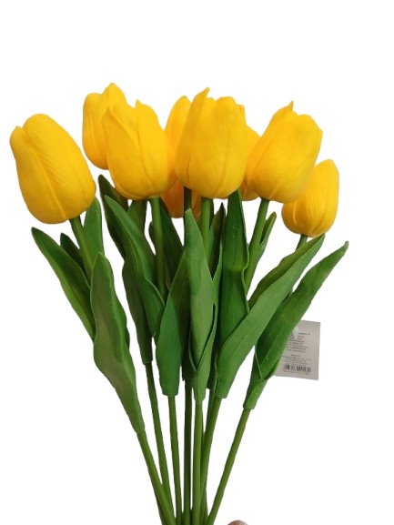 Tulipan żółty sztuczny kwiat z silikonowy 34 cm 1 szt.