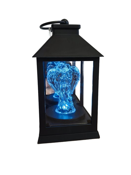 ZNICZ LAMPION LATARENKA LED Z ANIOŁEM BIAŁE ŚWIATŁO WYSOKOŚĆ 18 CM