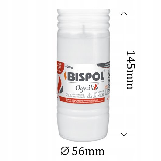 Wkłady do zniczy parafinowy Bispol OGNIK WP3 3dni wys.14,5 cm - 24 szt