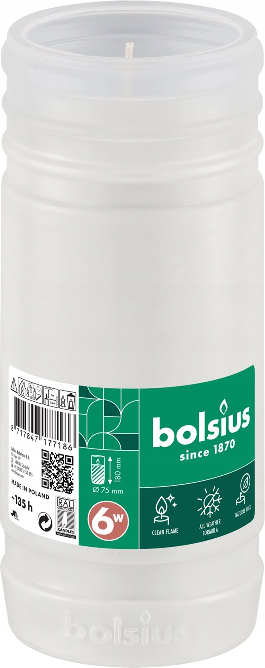 Wkłady do zniczy parafinowe 18 wys. 7.5 szer. Bolsius RP6W 135h 12 sztuk