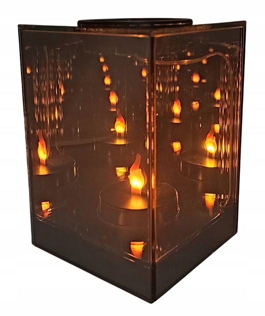 Lampion lustrzany 3D solarny LINDO HOME Sześcian LED 18 cm