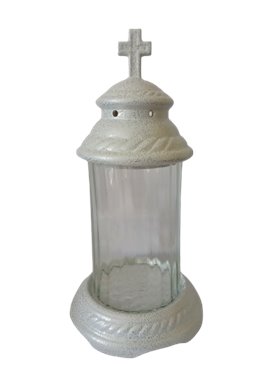 Znicz lampion ceramiczny biały okrągły 40cm