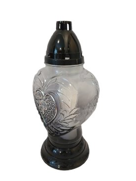 Znicz całoroczny w kształcie serca przydymiany grafit Max Pol 37 cm