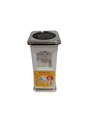 ZNICZ SOLARNO ELEKTRYCZNY hybrydowy 20 cm BIAŁY z aniołkiem