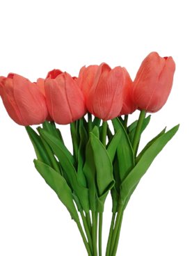 Tulipan ciemny róż  sztuczny kwiat z silikonowy 34 cm 1 szt.