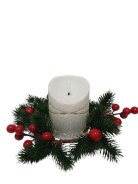 Świeczka dekoracyjna z srebrnym brokatem i łańcuszkiem led 8,5cm*10,5cm