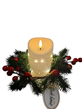 Świeczka dekoracyjna z srebrnym brokatem i łańcuszkiem led 8,5cm*10,5cm