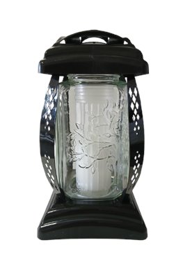 Znicz kapliczka z motywem drzewa czarny R-588L 26 cm