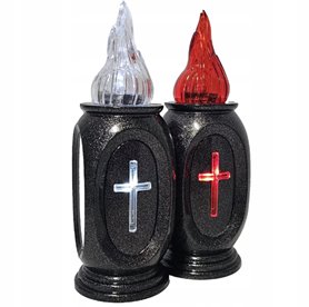 Wkład elektryczny LED Świecący Krzyż Cortina Vaso 16cm Czerwony