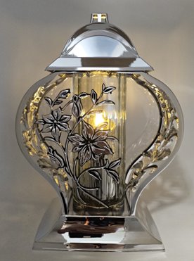 Znicz Lampion 3 SREBRNY LILIA Galmur 34 cm