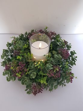 WIANEK OZDOBNY DEKORACYJNY EUKALIPTUS 30 CM fioletowe kwiatki