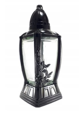 Znicz kapliczka czarna z dekorem 33 cm + wkład