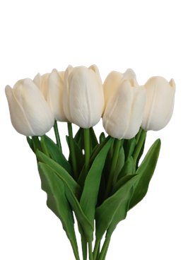 Tulipan silikonowy biały sztuczny kwiat 34 cm 1 szt.