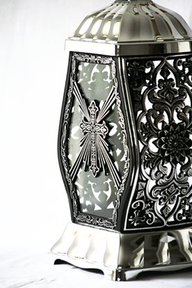 Lampion znicz szklany Z8 czarny, srebrny metalizowany 38 wys.