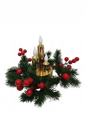 ŚWIECA LED POTRÓJNA ZŁOTA STAŁY PŁOMIEŃ 7,5cm*13cm