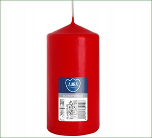 Świeca tradycyjna parafinowa walec BISPOL Aura 38H 12CM SW60/120 CZERWONA