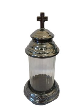 Znicz lampion ceramiczny grafitowy okrągły 40cm
