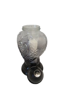 Znicz całoroczny w kształcie serca przydymiany grafit Max Pol 37 cm