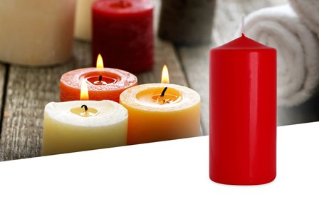 Świeca walec czerwona 70/150 palenie 66h AURA