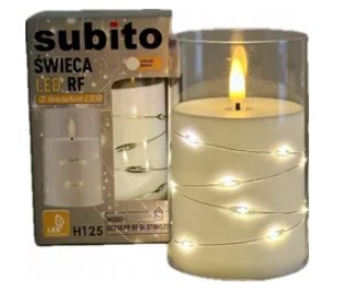 Wkład led do zniczy Subito 12,5 cm/ 7,5 z Łańcuchem