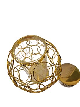 Kapliczka Lampion Glamor Znicz Metalowy Kula ZM-7 Złoto 25 cm