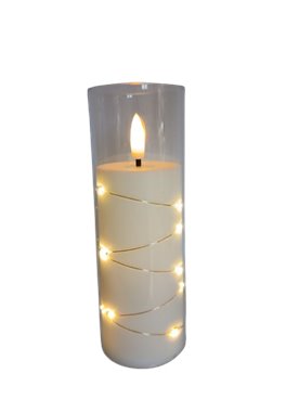 Świeca led Subito biała z łańcuszkiem led 15 cm*5 cm