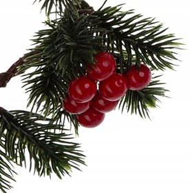WIANEK IGLASTY OZDOBNY CZERWONE KULKI GŁÓG BOŻE NARODZENIE 20 cm