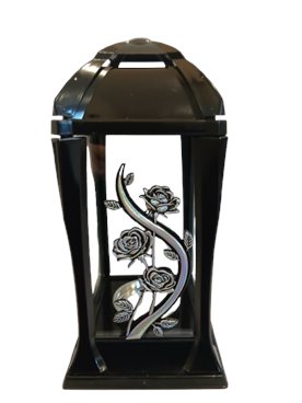 kapliczka nowoczesna czarna z srebrnymi dodatkami 30 cm