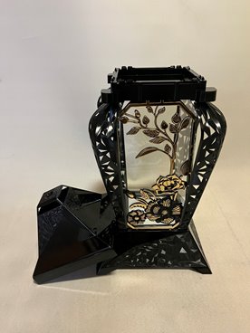 ZNICZ LAMPION INVERSO MAŁY CZARNO - ZŁOTE KWIATY