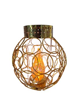 Kapliczka Lampion Glamor Znicz Metalowy Kula ZM-7 Złoto 25 cm
