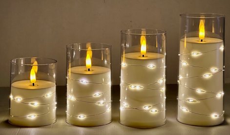 Wkład led do zniczy Subito 12,5 cm/ 7,5 z Łańcuchem