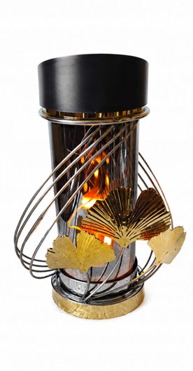 Lampion solarny LED złoto/srebrny 3D liście miłorzębu ruch czujnik