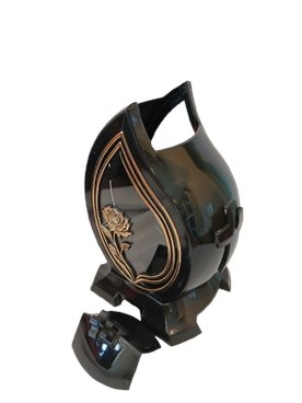 Znicz kapliczka  czarna łezka złota z różą 38 cm