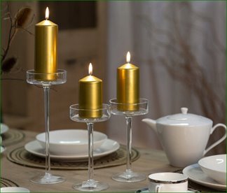 ZŁOTY METALIK Świeca walec BISPOL AURA ŚWIECZKA PARAFINOWA 10CM 20H 150G