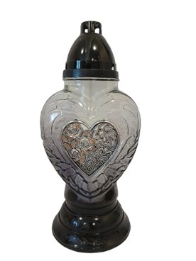 Znicz całoroczny w kształcie serca przydymiany grafit Max Pol 37 cm