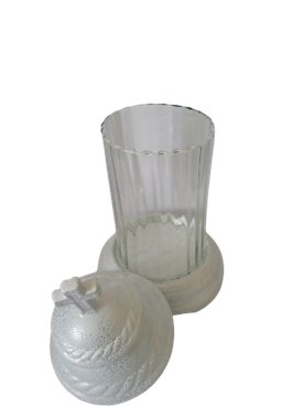 Znicz lampion ceramiczny biały okrągły 40cm
