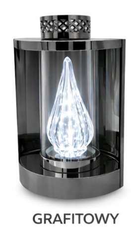 Nowoczesny Znicz Nagrobny ŁEZKA 32cm Grafitowy Lampion GLAMOUR Szklana Tuba