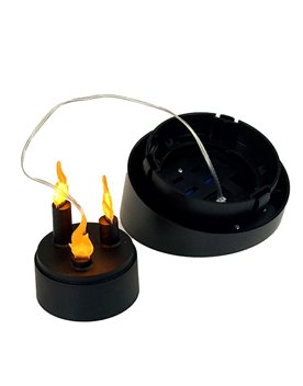 Lampion Znicz Luksusowy solarny LED TRAPEZ SREBRNY 3D ruch czujnik 31 cm