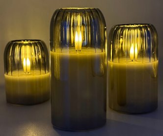 Świeca LED Szklana Wkład LED do Zniczy Świeczka na Baterie Szara 12,5 x 7,5